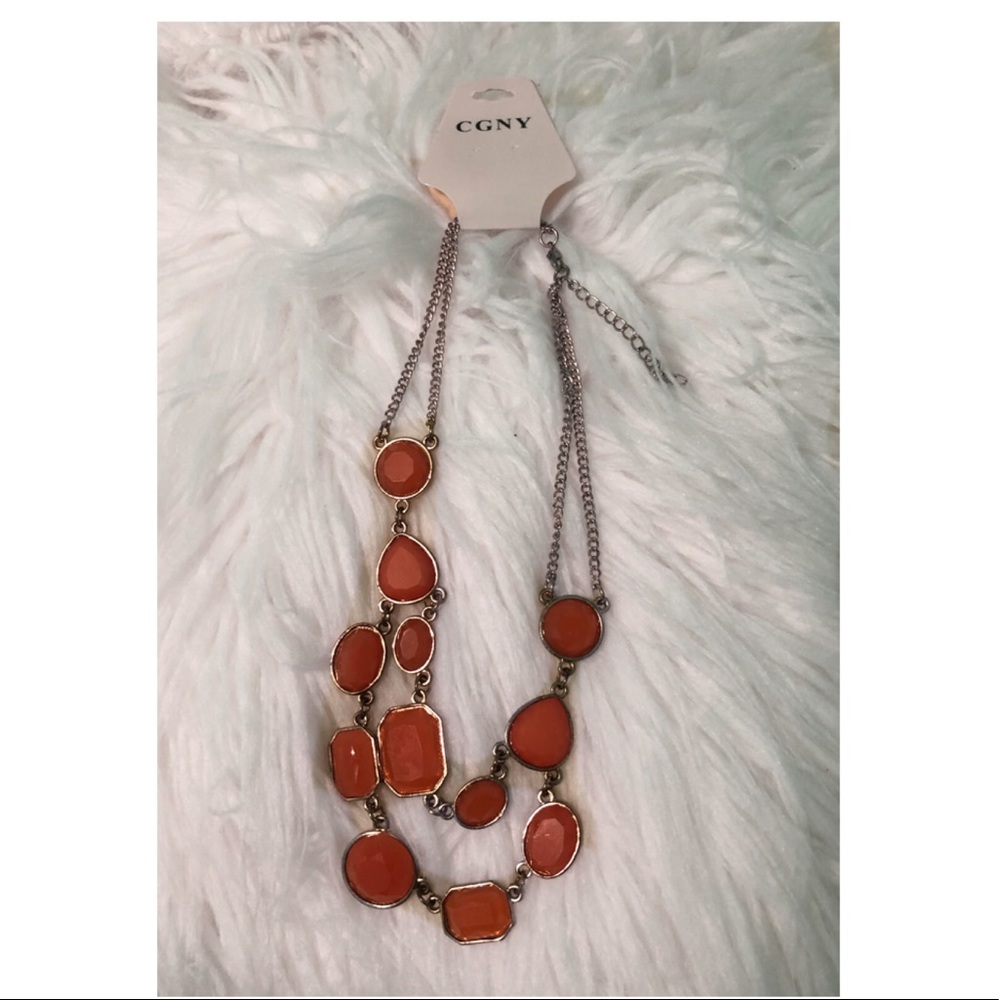 Orange and gold statement necklace